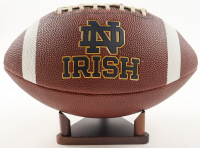 Notre Dame Logo Football with Display Stand at PristineAuction.com