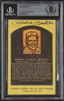 Mickey Mantle Signed Hall Of Fame Plaque Postcard (BAS) at PristineAuction.com