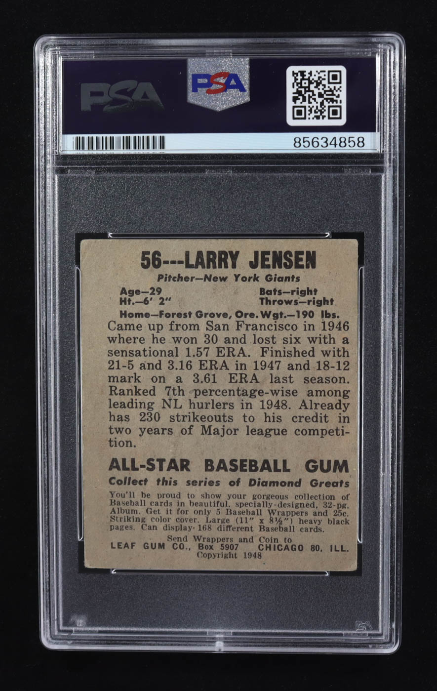 Larry Jansen Signed 1948 Leaf #56 (PSA | Auto 10) at PristineAuction.com Larry Jansen Signed 1948 Leaf #56 (PSA | Auto 10) at PristineAuction.com