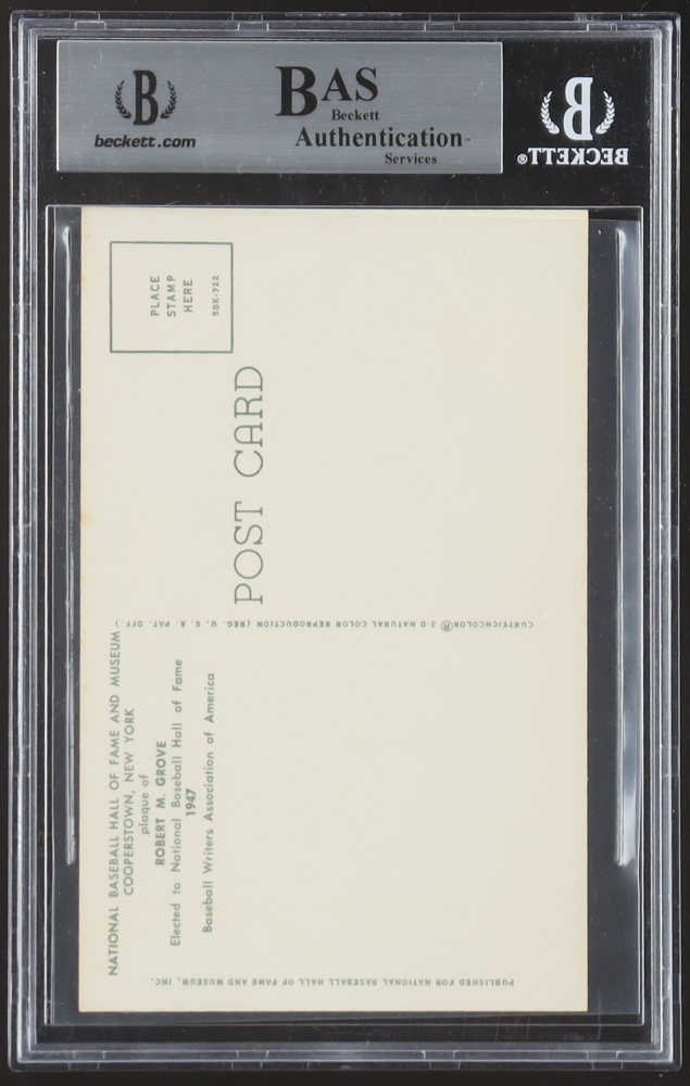 Lefty Grove Signed Hall Of Fame Plaque Postcard (BAS) at PristineAuction.com Lefty Grove Signed Hall Of Fame Plaque Postcard (BAS) at PristineAuction.com