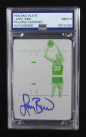 Larry Bird Signed 2021-22 Panini Flawless Laundry Tag Autographs Printing Plates Yellow #17 #1/1 (PSA | Auto 9) at PristineAuction.com