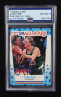 Larry Bird Signed 1989-90 Fleer Stickers #10 (PSA | Auto 10) at PristineAuction.com