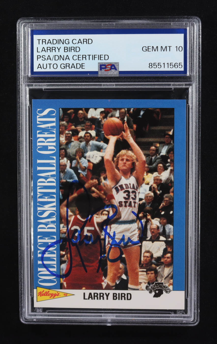 Larry Bird Signed 1991-92 Kellogg's College Greats #7 (PSA | Autograph Grade 10) at PristineAuction.com Larry Bird Signed 1991-92 Kellogg's College Greats #7 (PSA | Autograph Grade 10) at PristineAuction.com