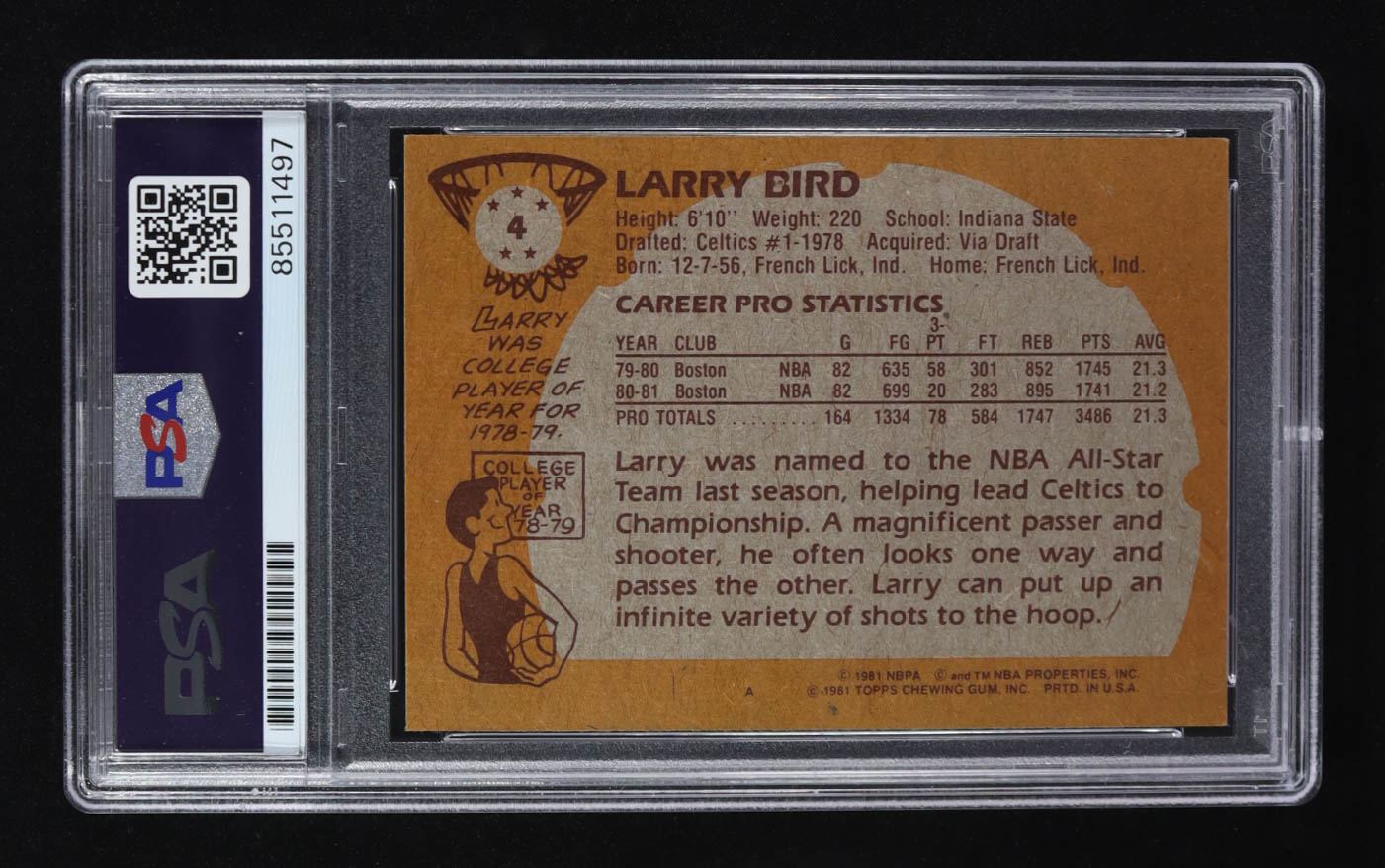 Larry Bird Signed 1981-82 Topps #4 (PSA | Auto 10) at PristineAuction.com Larry Bird Signed 1981-82 Topps #4 (PSA | Auto 10) at PristineAuction.com