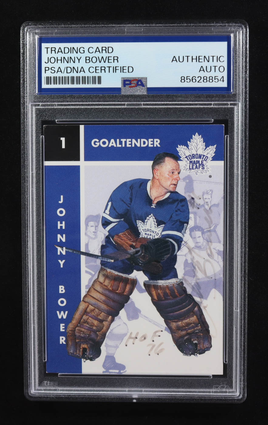 Johnny Bower Signed 1995-96 Parkhurst '66-67 #119 Inscribed "HOF 76" (PSA) at PristineAuction.com Johnny Bower Signed 1995-96 Parkhurst '66-67 #119 Inscribed "HOF 76" (PSA) at PristineAuction.com