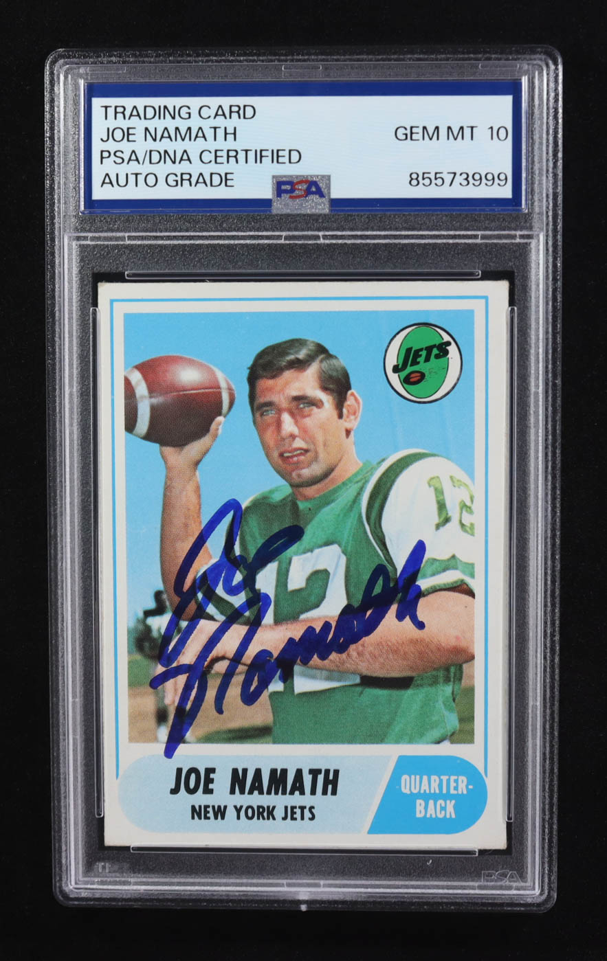 Joe Namath Signed 1968 Topps #65 (PSA | Auto 10) at PristineAuction.com Joe Namath Signed 1968 Topps #65 (PSA | Auto 10) at PristineAuction.com