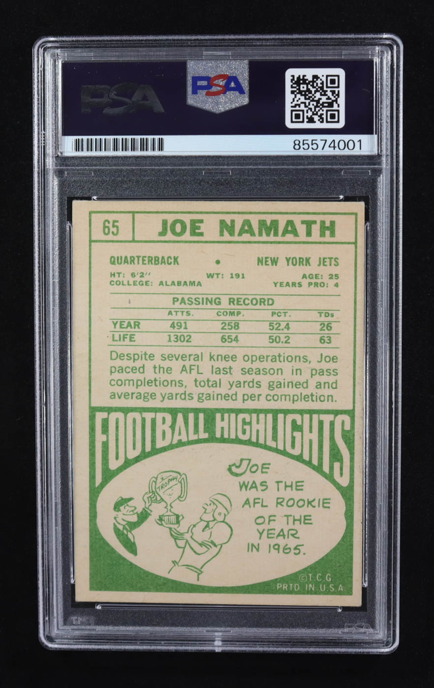Joe Namath Signed 1968 Topps #65 (PSA | Auto 10) at PristineAuction.com Joe Namath Signed 1968 Topps #65 (PSA | Auto 10) at PristineAuction.com