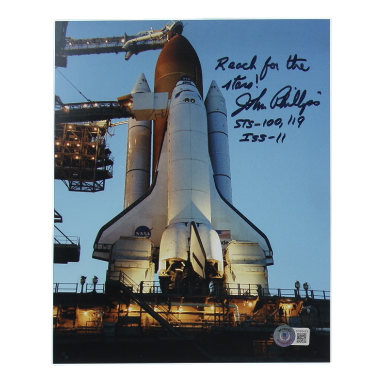 John Phillips Signed NASA 8x10 Photo Inscribed "Reach for the stars! STS-100, 119 ISS-11" (Beckett) at PristineAuction.com John Phillips Signed NASA 8x10 Photo Inscribed "Reach for the stars! STS-100, 119 ISS-11" (Beckett) at PristineAuction.com