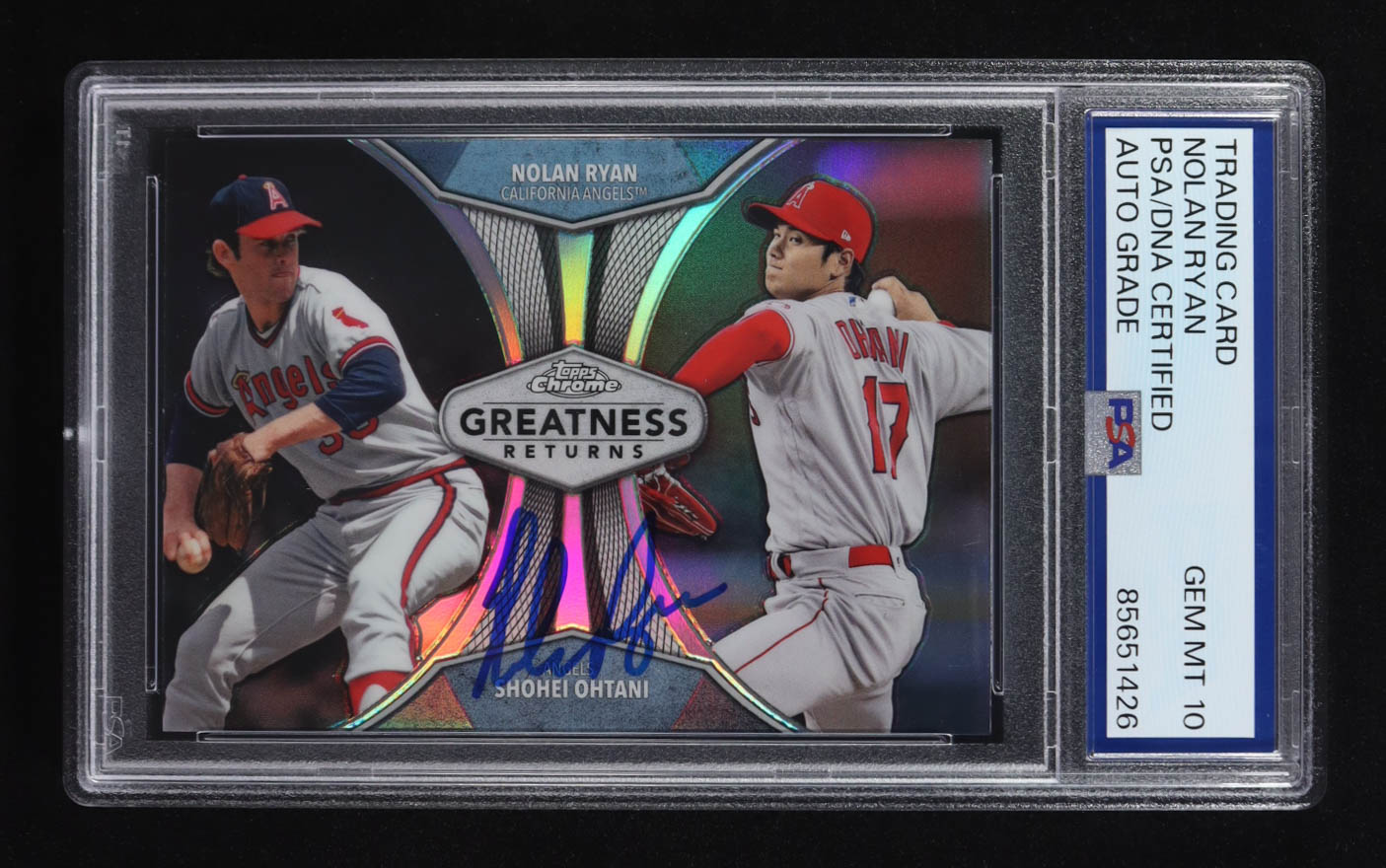 Nolan Ryan Signed 2019 Topps Chrome Greatness Returns #GRE3 with Shohei Ohtani (PSA | Auto 10) at PristineAuction.com Nolan Ryan Signed 2019 Topps Chrome Greatness Returns #GRE3 with Shohei Ohtani (PSA | Auto 10) at PristineAuction.com