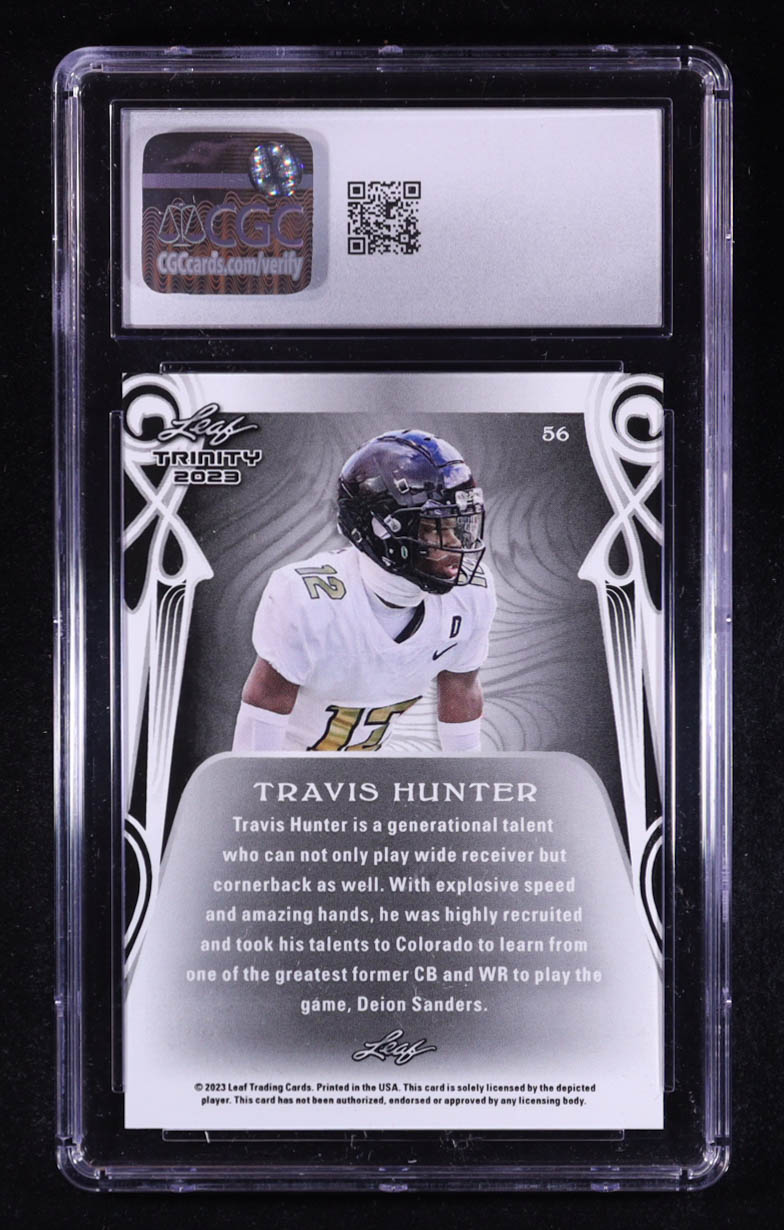Travis Hunter 2023 Leaf Trinity Mega Box #56 RC (CGC 10) at PristineAuction.com Travis Hunter 2023 Leaf Trinity Mega Box #56 RC (CGC 10) at PristineAuction.com