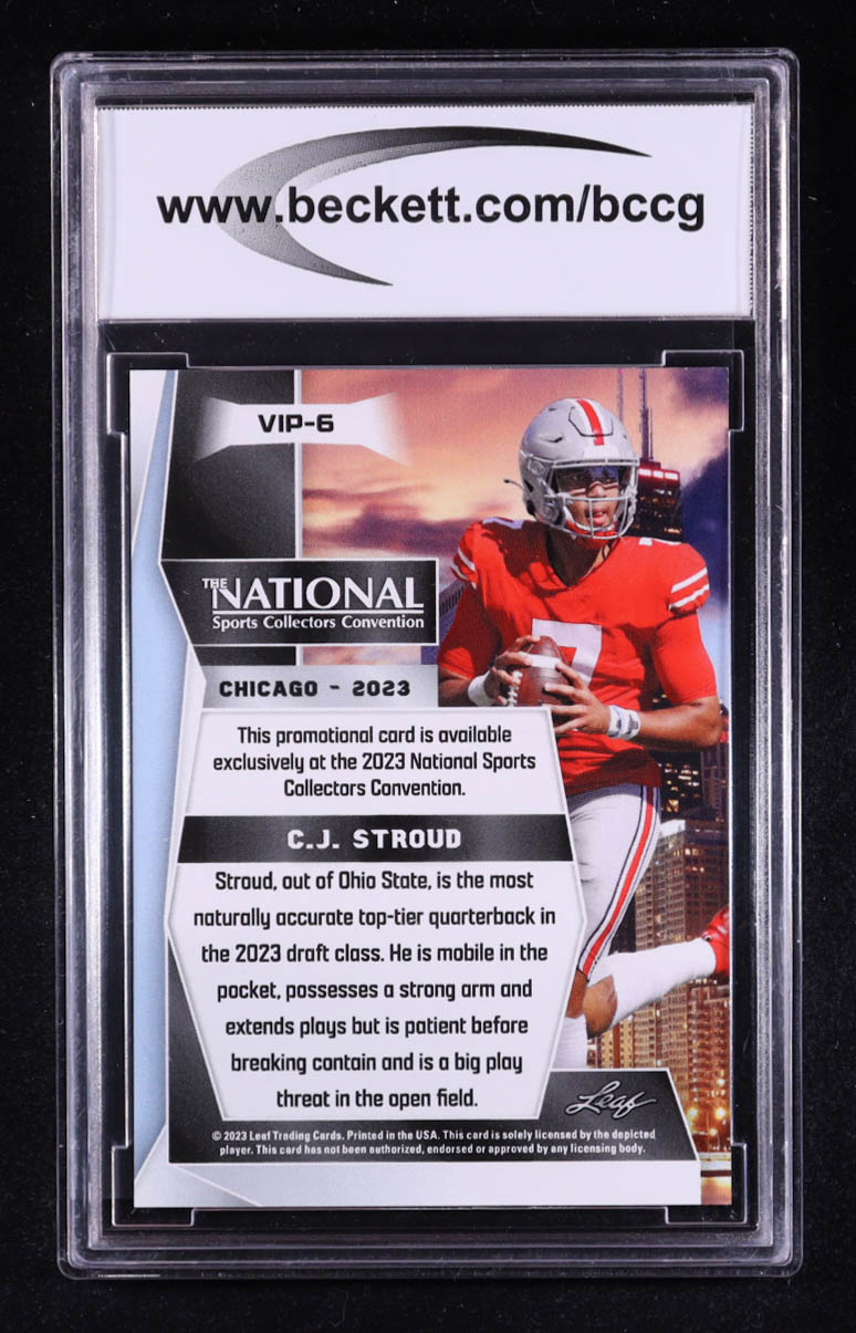 CJ Stroud 2023 Leaf National VIP #VIP6 RC (BCCG 10) at PristineAuction.com CJ Stroud 2023 Leaf National VIP #VIP6 RC (BCCG 10) at PristineAuction.com