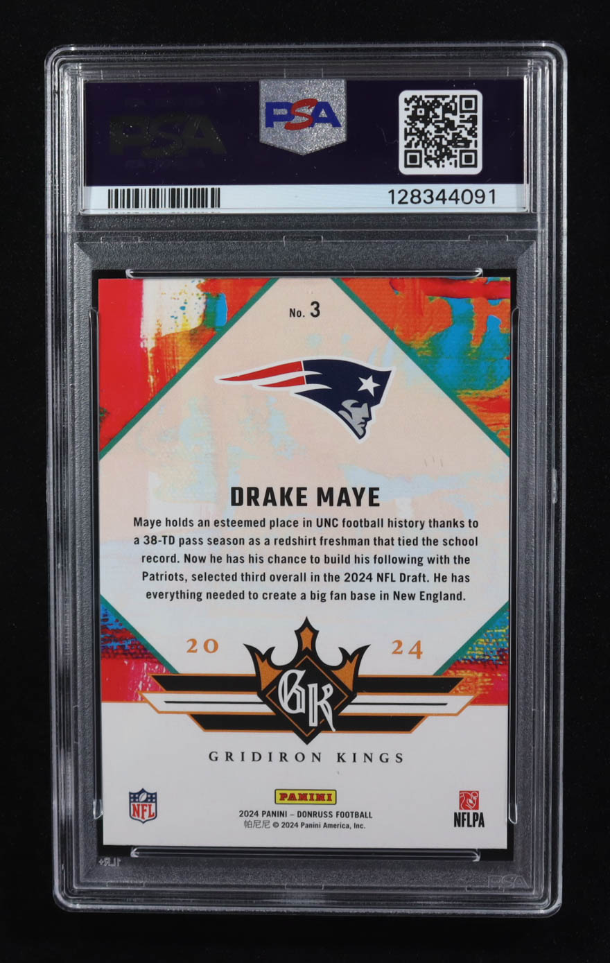 Drake Maye 2024 Donruss Rookie Gridiron Kings #3 RC (PSA 10) at PristineAuction.com Drake Maye 2024 Donruss Rookie Gridiron Kings #3 RC (PSA 10) at PristineAuction.com