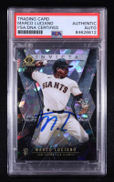 Marco Luciano Signed 2021 Bowman Chrome Draft Invicta Atomic Refractors #BI18 RC #28/150 (PSA) at PristineAuction.com