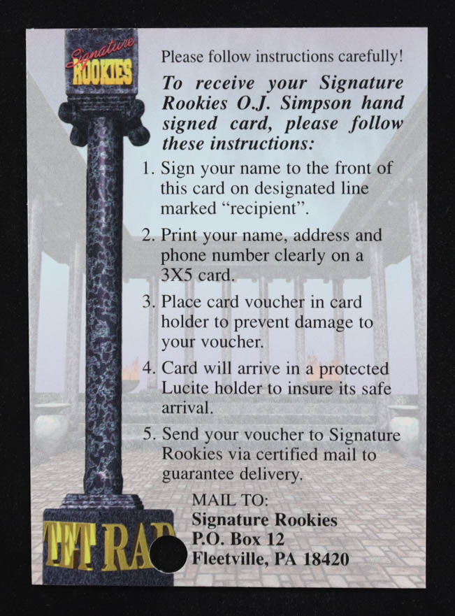 O.J. Simpson 1994 Signature Rookies Tetrad Titans Autographs #129 #1171/2500 at PristineAuction.com O.J. Simpson 1994 Signature Rookies Tetrad Titans Autographs #129 #1171/2500 at PristineAuction.com
