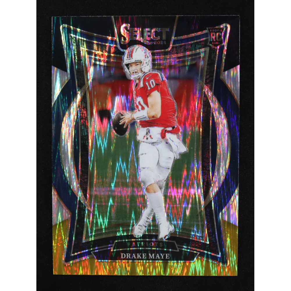 Drake Maye 2024 Select Prizm Black and Yellow Shock #27 RC at PristineAuction.com