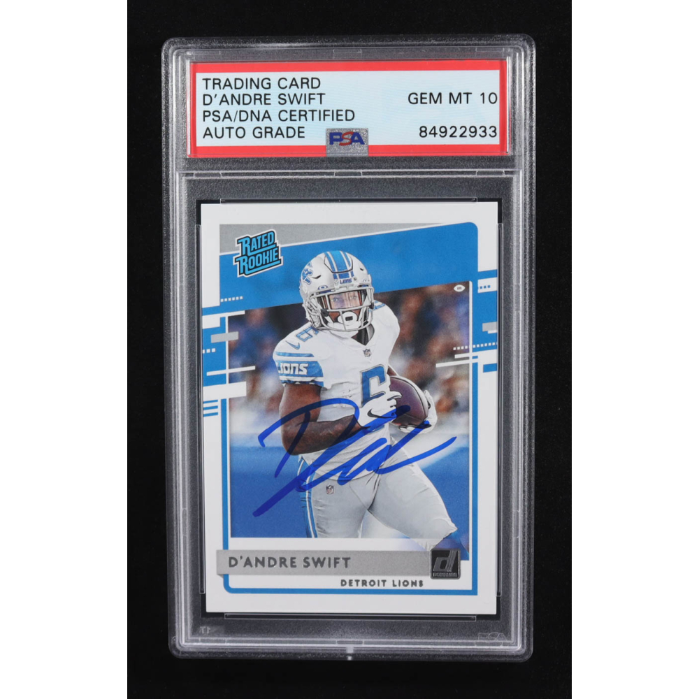 D'Andre Swift Signed 2020 Donruss #309 RR RC (PSA | Auto Grade 10) at PristineAuction.com