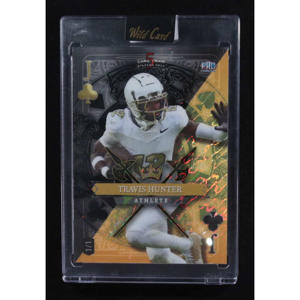 Travis Hunter 2024 Wild Card 5 Card Draw Stacked Deck Jack of Clubs Black & Yellow #SDPCTHN RC #1/1 at PristineAuction.com