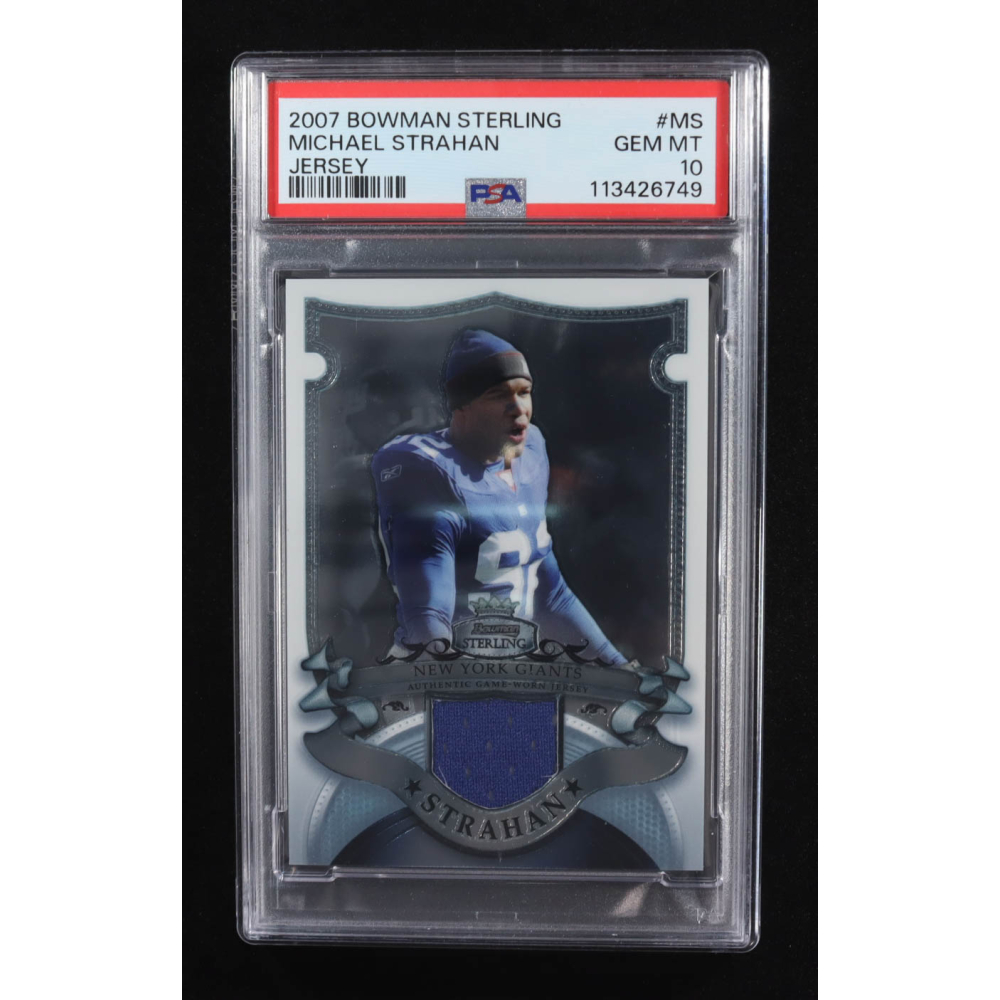 Michael Strahan 2007 Bowman Sterling Jersey Patch #MS (PSA 10) at PristineAuction.com