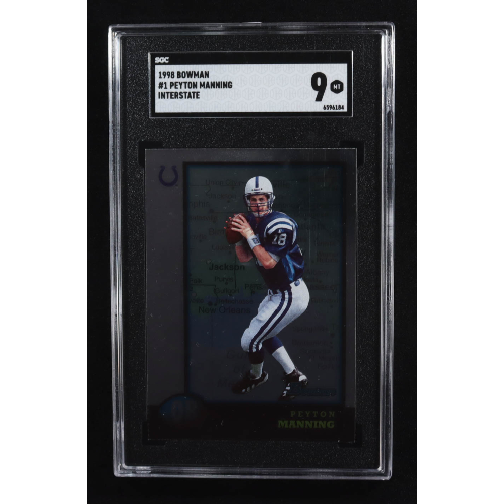 Peyton Manning 1998 Bowman Interstate #1 RC (SGC 9) at PristineAuction.com