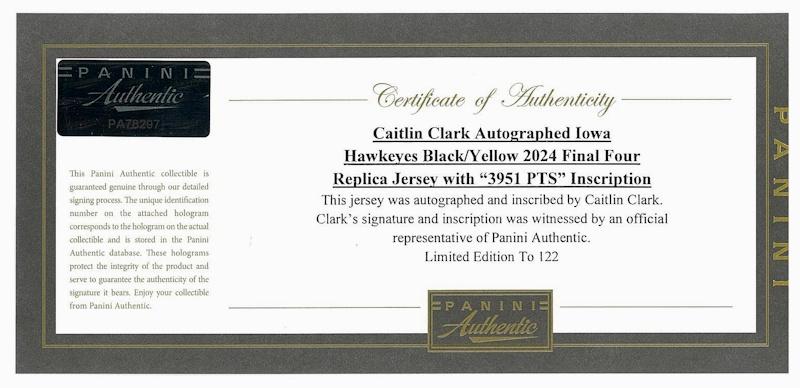 Caitlin Clark Signed Iowa Hawkeyes Nike Authentic Jersey Inscribed "3951 Pts" (Panini) at PristineAuction.com Caitlin Clark Signed Iowa Hawkeyes Nike Authentic Jersey Inscribed "3951 Pts" (Panini) at PristineAuction.com
