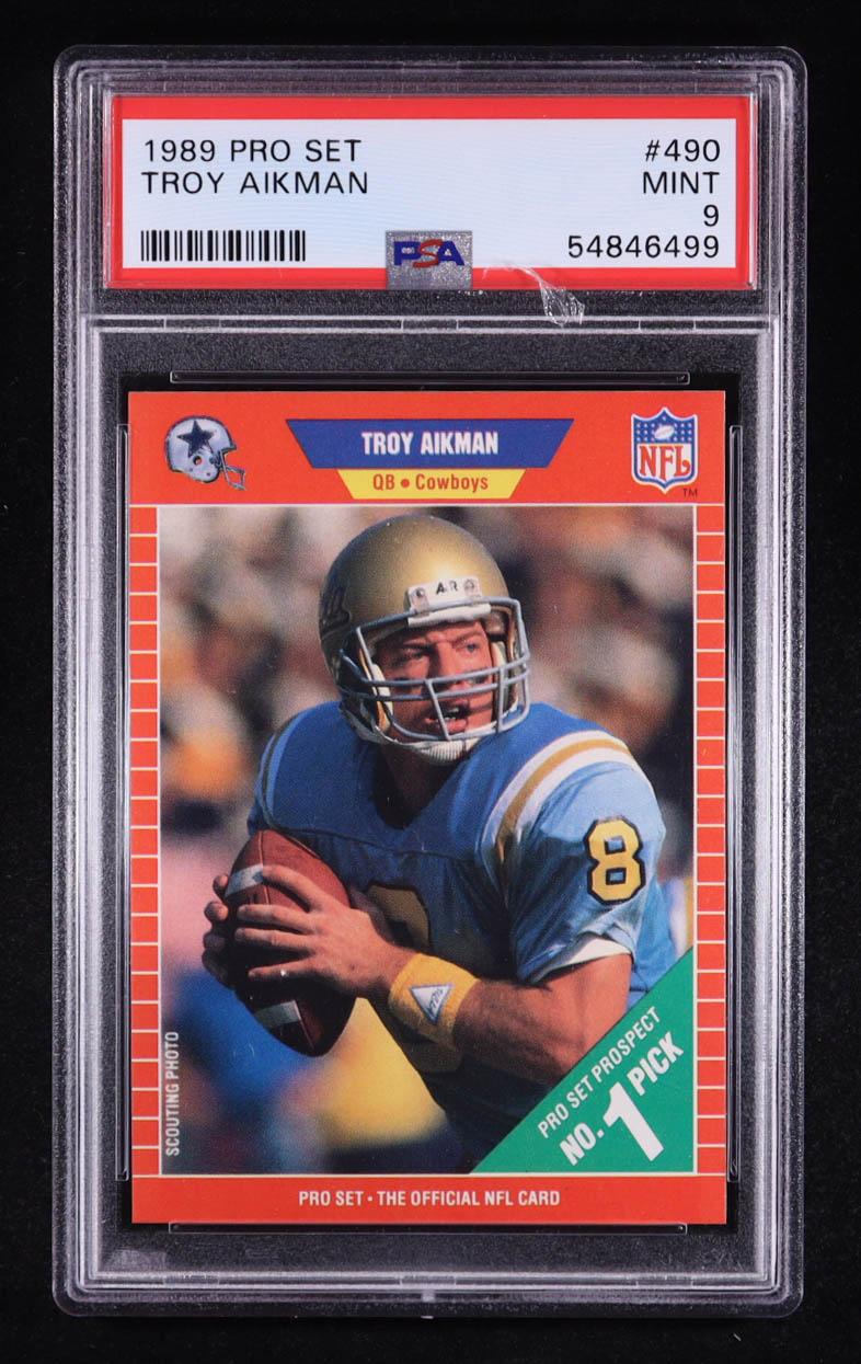 Troy Aikman 1989 Pro Set #490 RC (PSA 9) at PristineAuction.com Troy Aikman 1989 Pro Set #490 RC (PSA 9) at PristineAuction.com