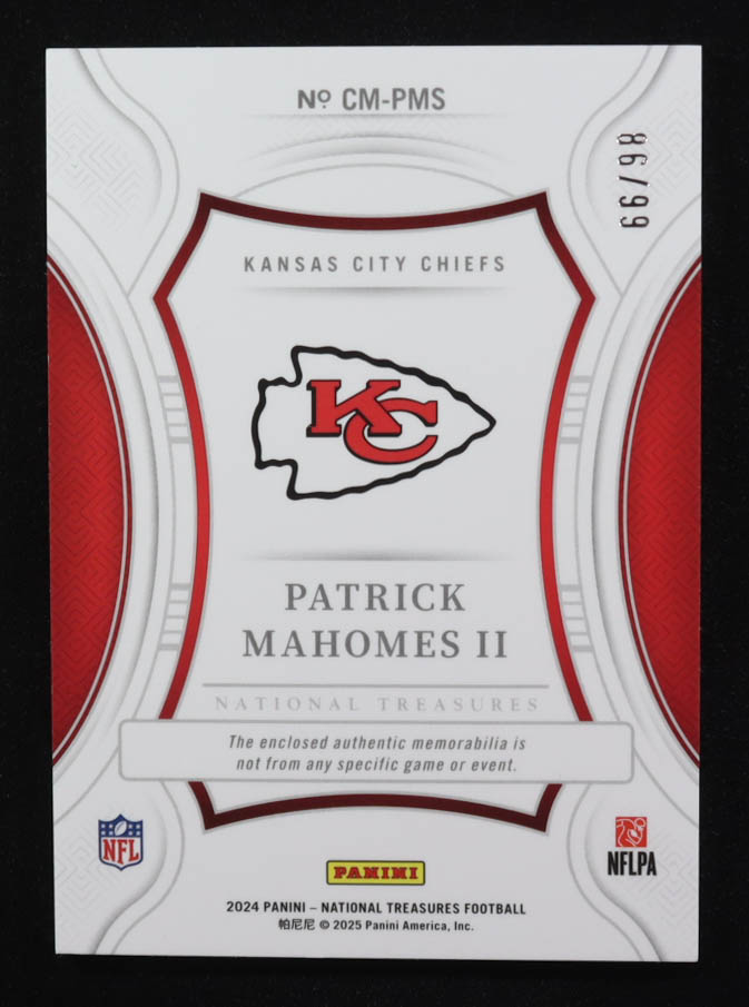 Patrick Mahomes II 2024 Panini National Treasures Century Materials #47 #86/99 at PristineAuction.com Patrick Mahomes II 2024 Panini National Treasures Century Materials #47 #86/99 at PristineAuction.com