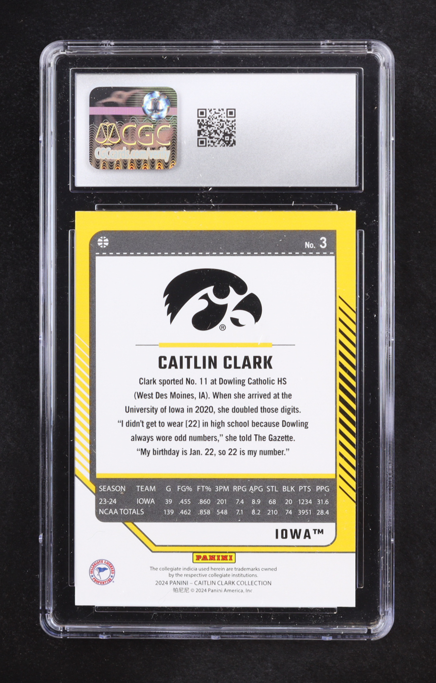 Caitlin Clark 2024 Panini Caitlin Clark Collection Donruss #3 RC (CGC 9.5) at PristineAuction.com Caitlin Clark 2024 Panini Caitlin Clark Collection Donruss #3 RC (CGC 9.5) at PristineAuction.com