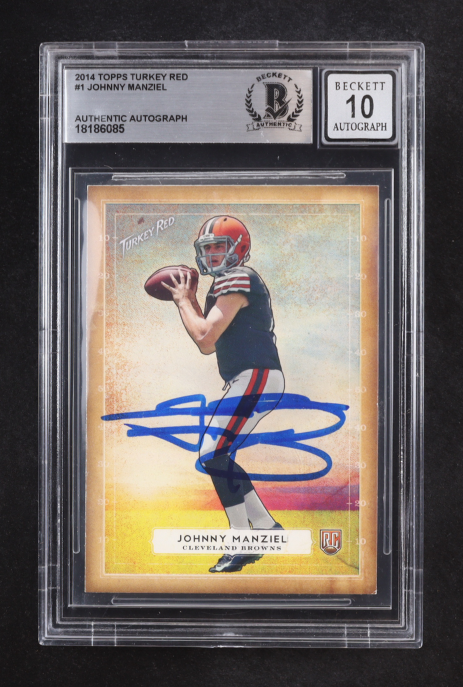 Johnny Manziel Signed 2014 Topps Turkey Red #1 RC (BGS | Auto Grade 10) at PristineAuction.com Johnny Manziel Signed 2014 Topps Turkey Red #1 RC (BGS | Auto Grade 10) at PristineAuction.com