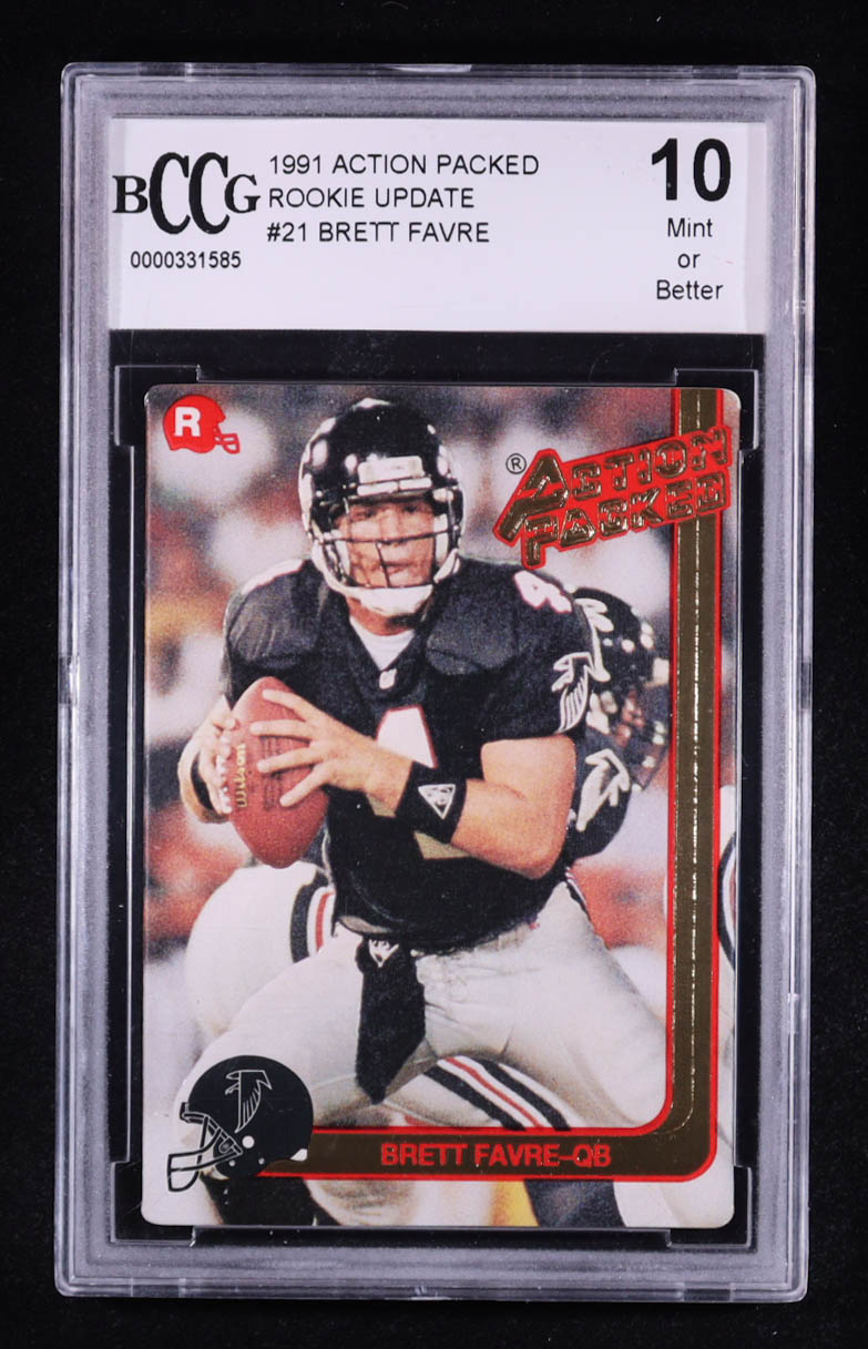 Brett Favre 1991 Action Packed Rookie Update #21 RC (BCCG 10) at PristineAuction.com Brett Favre 1991 Action Packed Rookie Update #21 RC (BCCG 10) at PristineAuction.com