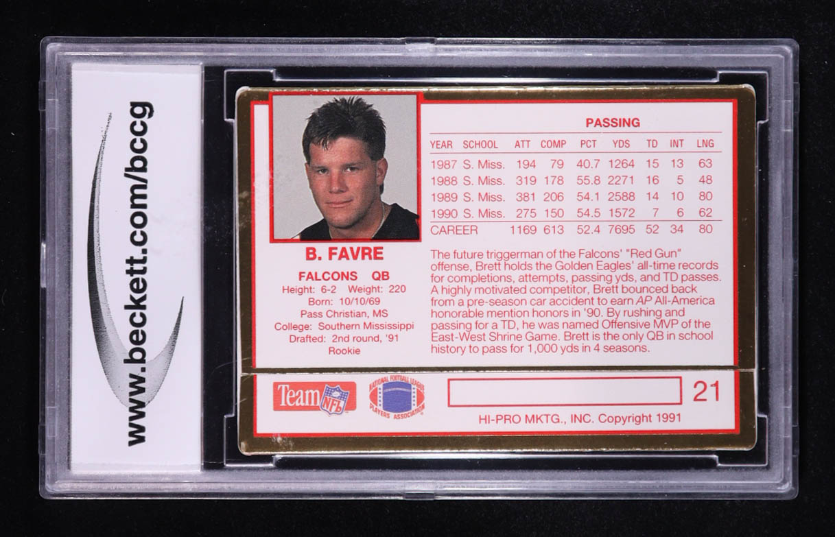 Brett Favre 1991 Action Packed Rookie Update #21 RC (BCCG 10) at PristineAuction.com Brett Favre 1991 Action Packed Rookie Update #21 RC (BCCG 10) at PristineAuction.com