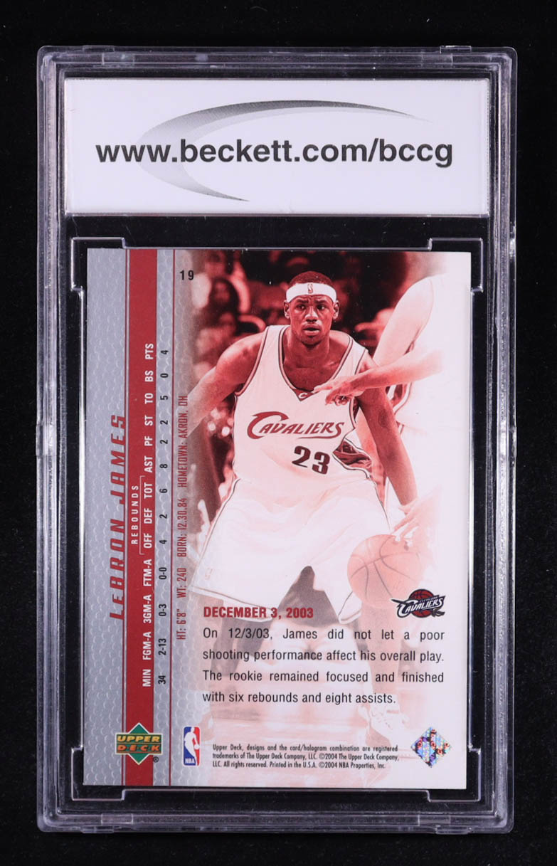LeBron James 2003-04 Upper Deck Phenomenal Beginning LeBron James #19 RC (BCCG 10) at PristineAuction.com LeBron James 2003-04 Upper Deck Phenomenal Beginning LeBron James #19 RC (BCCG 10) at PristineAuction.com
