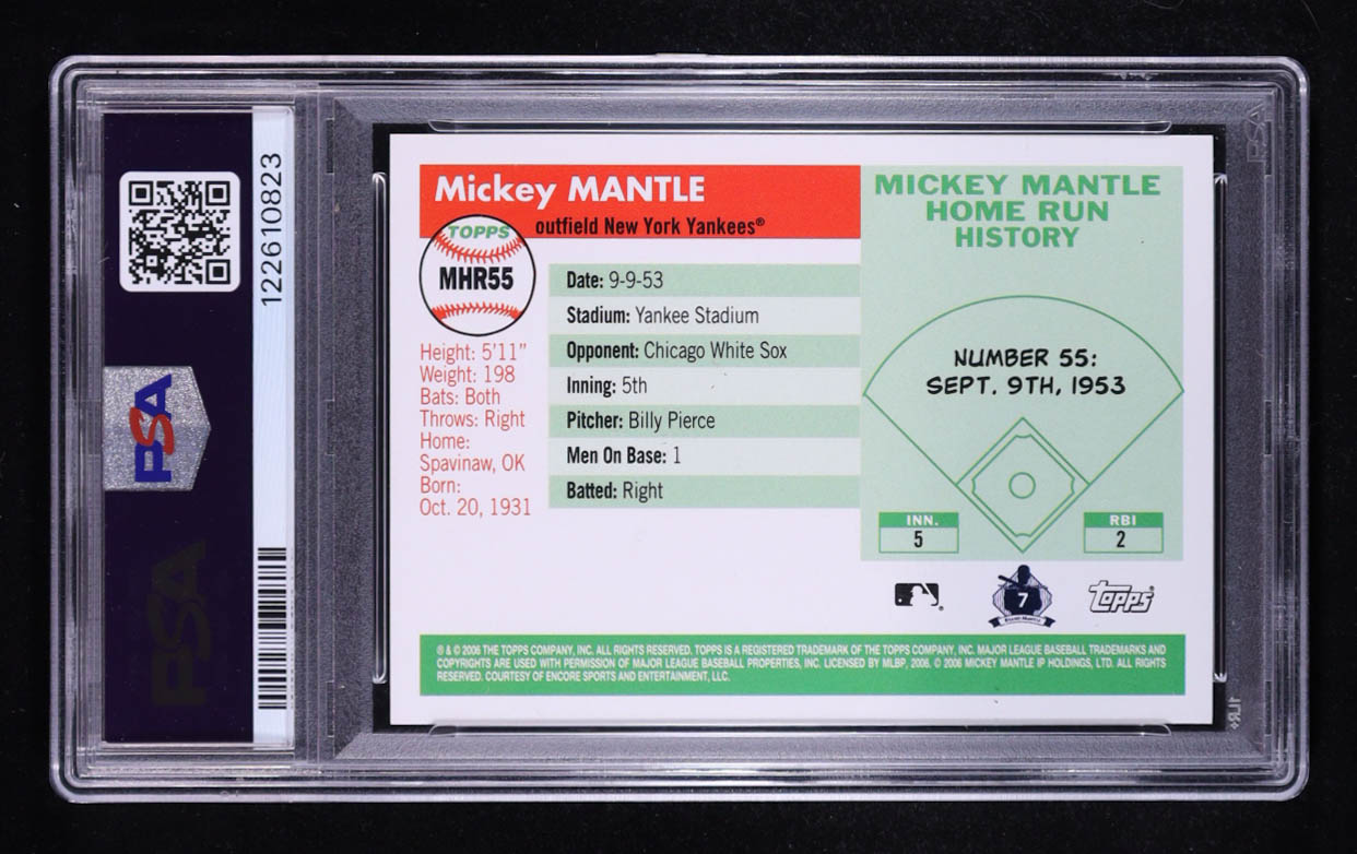 Mickey Mantle 2006 Topps Mantle Home Run History #55 (PSA 10) at PristineAuction.com Mickey Mantle 2006 Topps Mantle Home Run History #55 (PSA 10) at PristineAuction.com