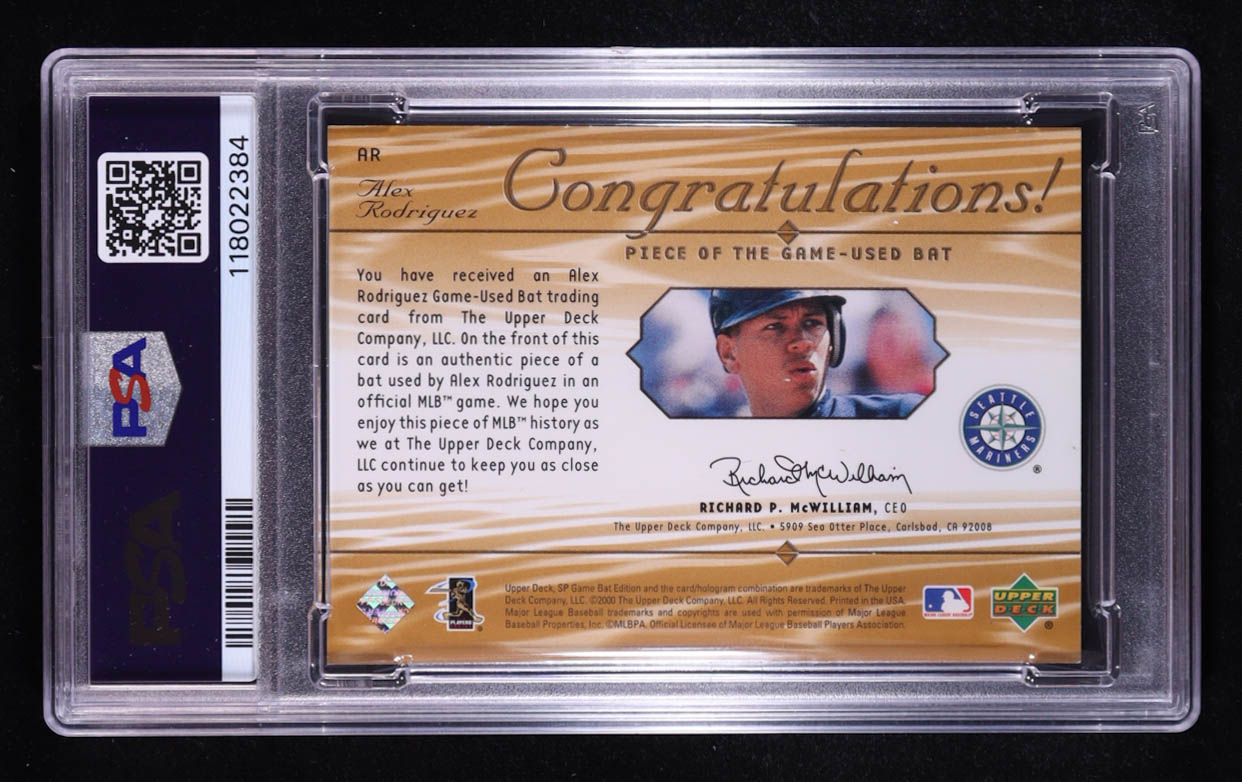 Alex Rodriguez 2001 SP Game Bat Edition Piece of the Game #AR (PSA 9) at PristineAuction.com Alex Rodriguez 2001 SP Game Bat Edition Piece of the Game #AR (PSA 9) at PristineAuction.com