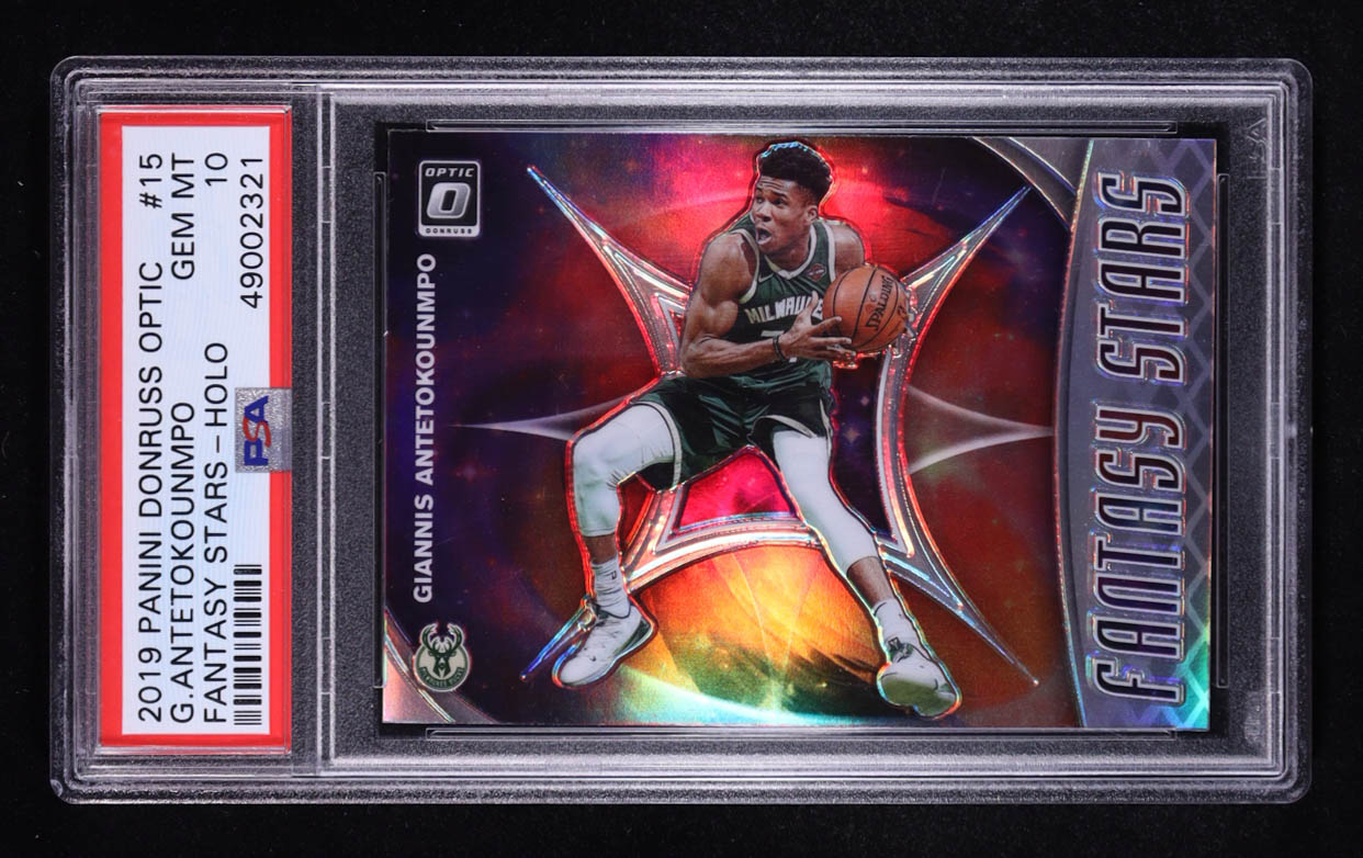 Giannis Antetokounmpo 2019-20 Donruss Optic Fantasy Stars Holo #15 (PSA 10) at PristineAuction.com Giannis Antetokounmpo 2019-20 Donruss Optic Fantasy Stars Holo #15 (PSA 10) at PristineAuction.com