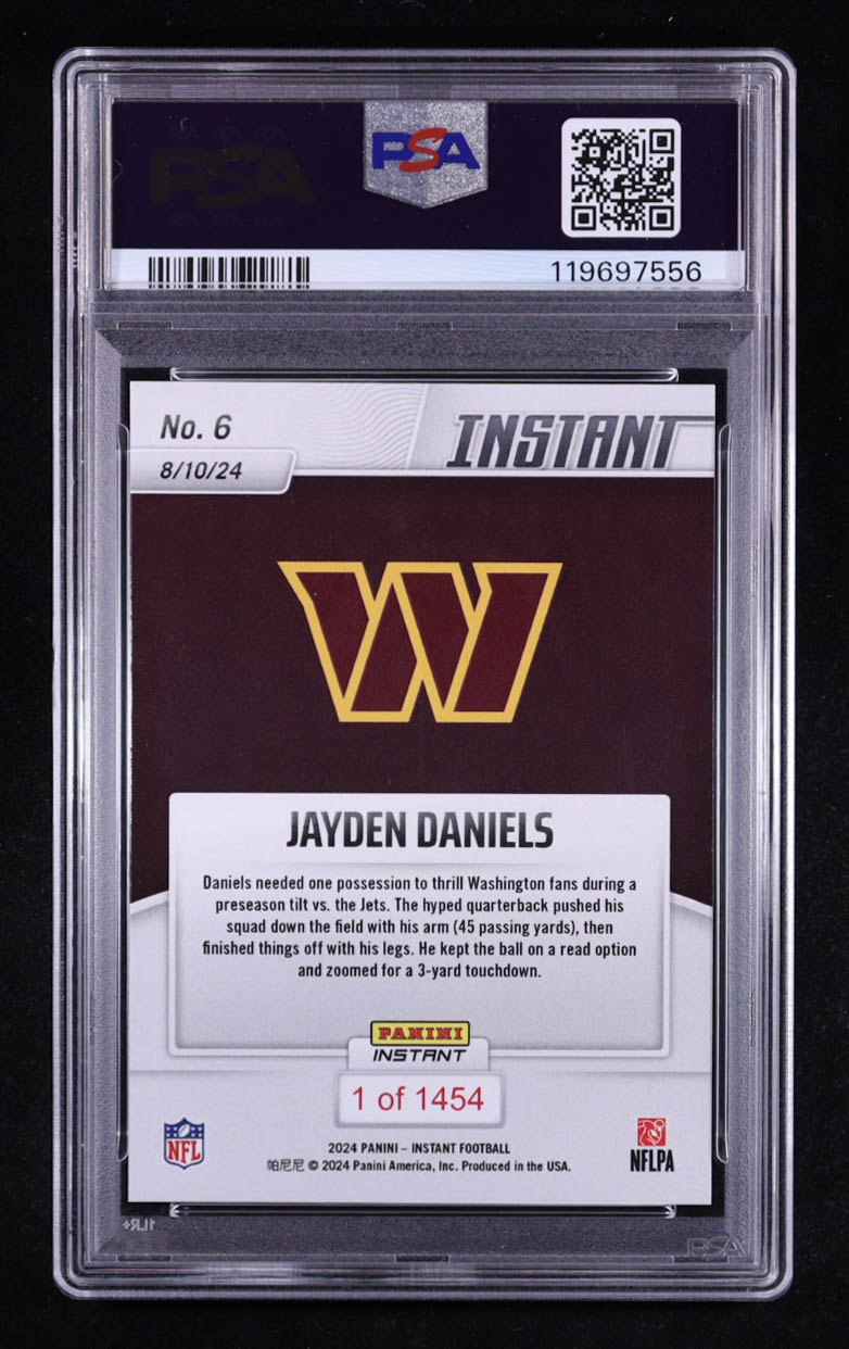 Jayden Daniels 2024 Panini Instant #6 RC (PSA 10) at PristineAuction.com Jayden Daniels 2024 Panini Instant #6 RC (PSA 10) at PristineAuction.com