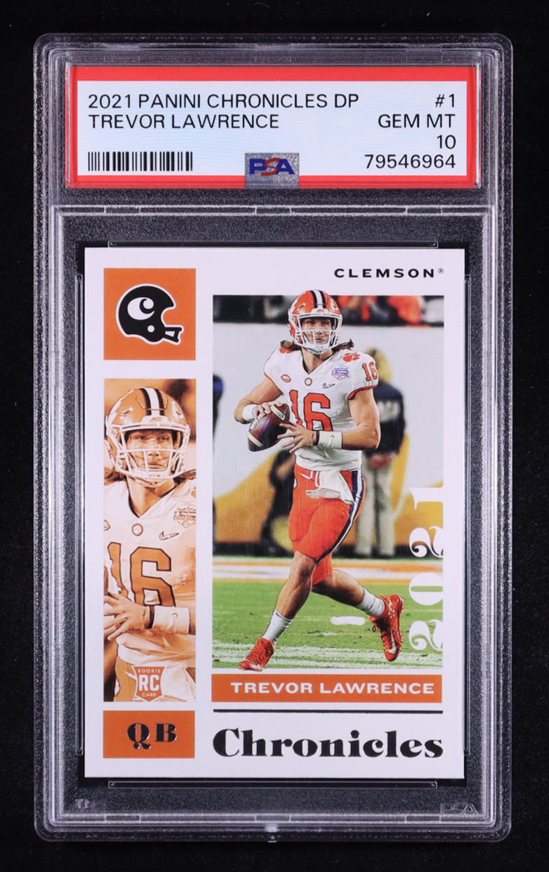 Trevor Lawrence 2021 Panini Chronicles Draft Picks #1 RC (PSA 10) at PristineAuction.com Trevor Lawrence 2021 Panini Chronicles Draft Picks #1 RC (PSA 10) at PristineAuction.com