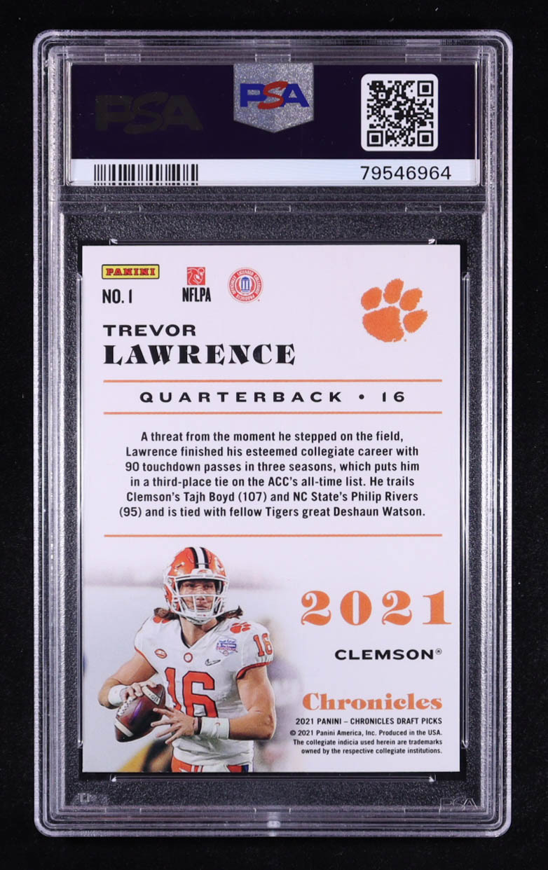 Trevor Lawrence 2021 Panini Chronicles Draft Picks #1 RC (PSA 10) at PristineAuction.com Trevor Lawrence 2021 Panini Chronicles Draft Picks #1 RC (PSA 10) at PristineAuction.com