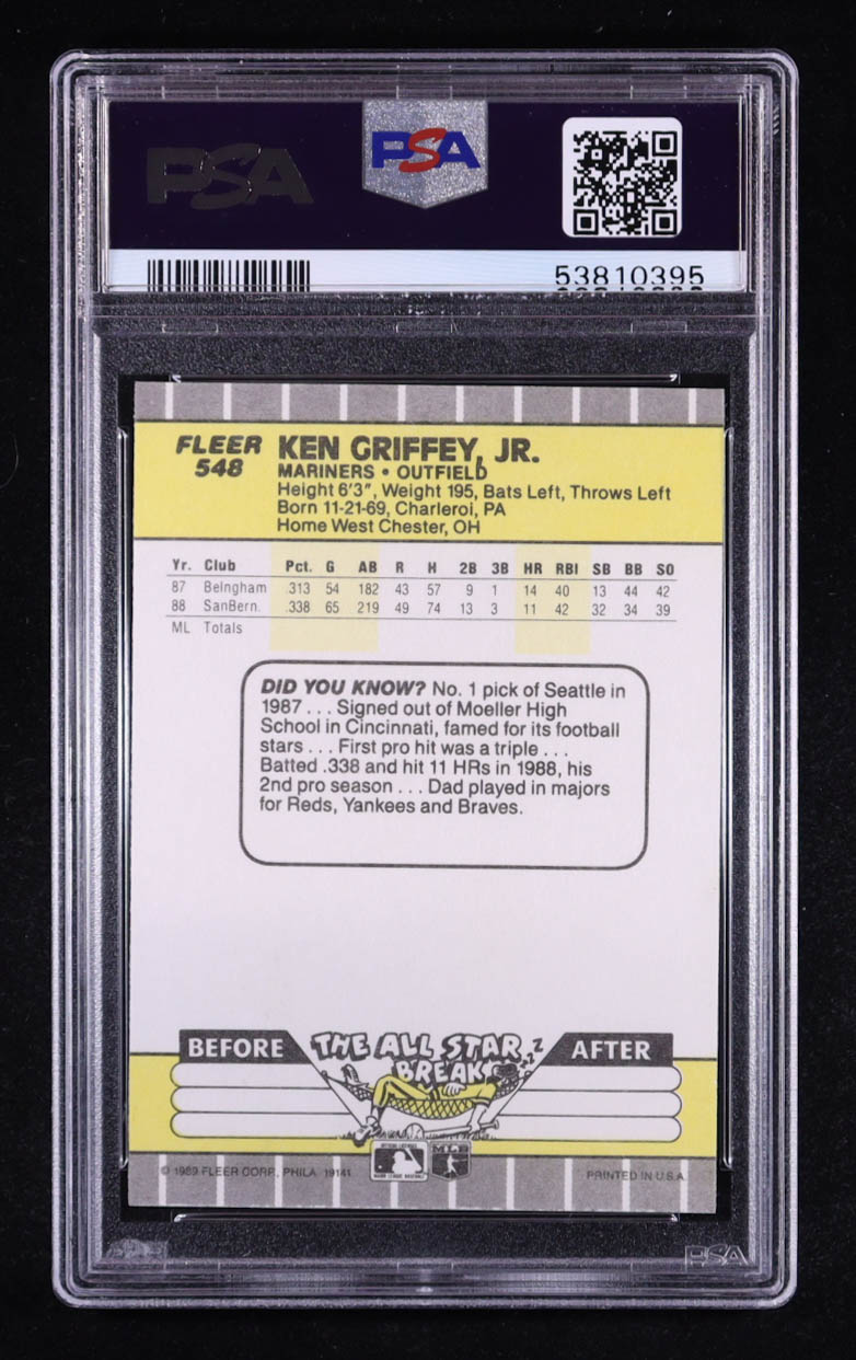 Ken Griffey Jr. 1989 Fleer #548 RC (PSA 9) at PristineAuction.com Ken Griffey Jr. 1989 Fleer #548 RC (PSA 9) at PristineAuction.com