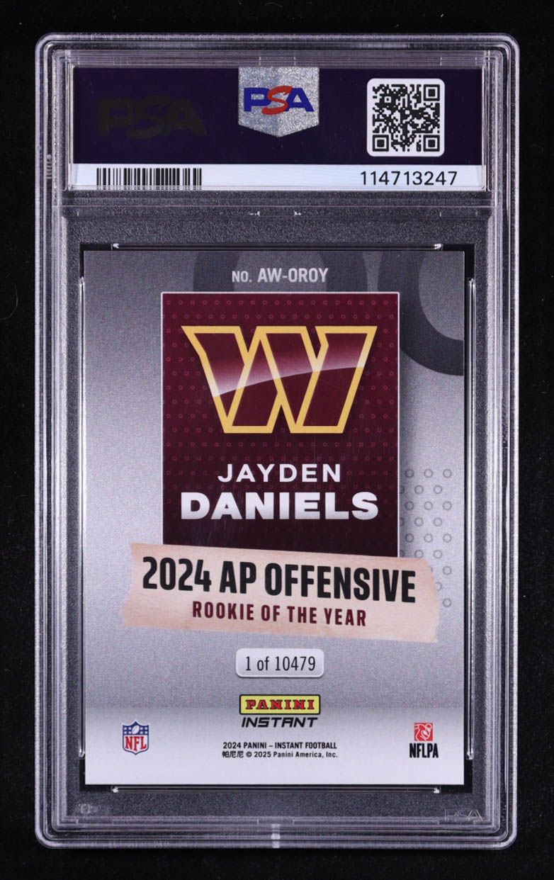 Jayden Daniels 2024 Panini Instant Award Winners #OROY RC (PSA 10) at PristineAuction.com Jayden Daniels 2024 Panini Instant Award Winners #OROY RC (PSA 10) at PristineAuction.com