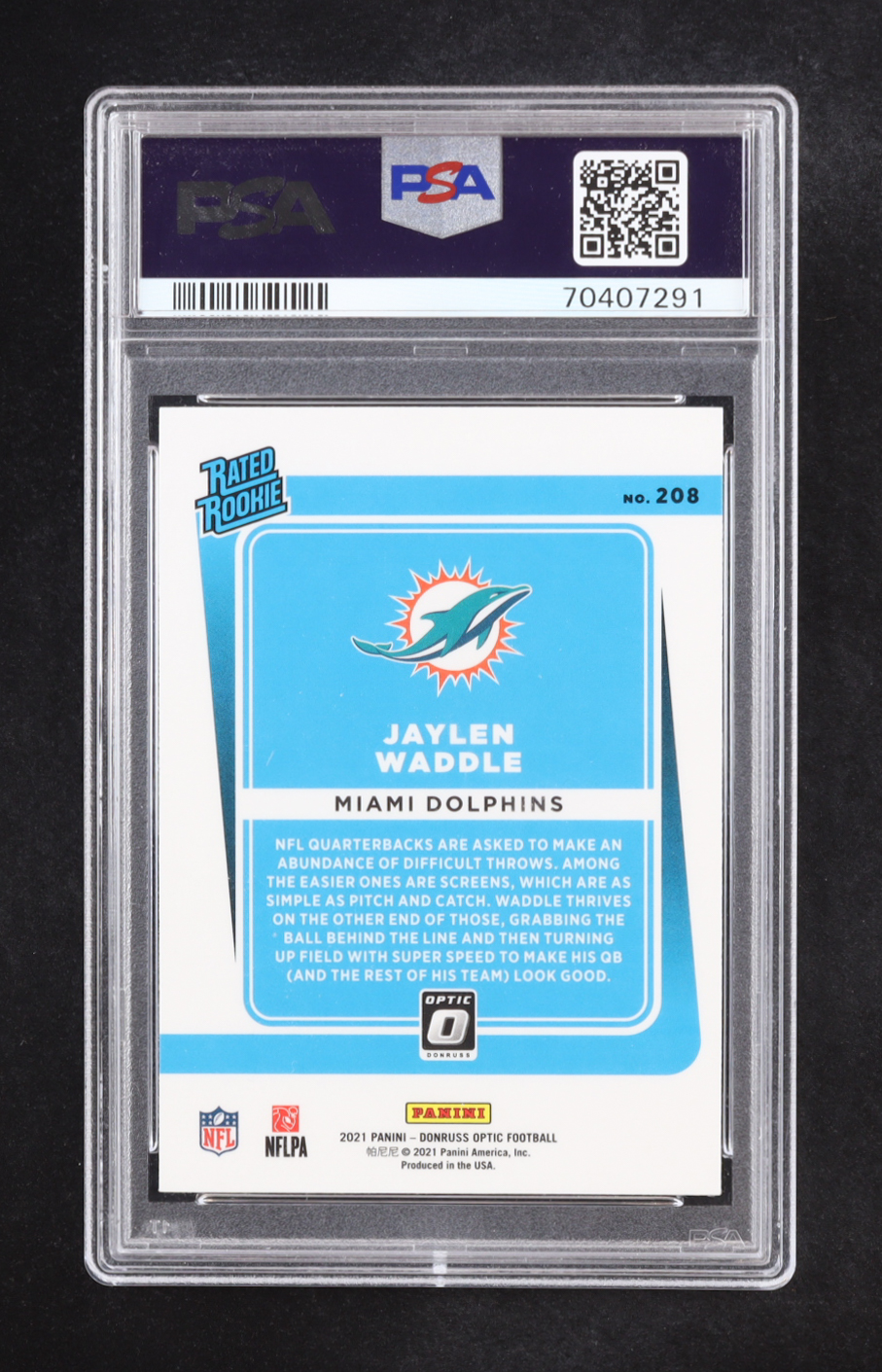 Jaylen Waddle 2021 Donruss Optic #208 RR RC (PSA 9) at PristineAuction.com Jaylen Waddle 2021 Donruss Optic #208 RR RC (PSA 9) at PristineAuction.com