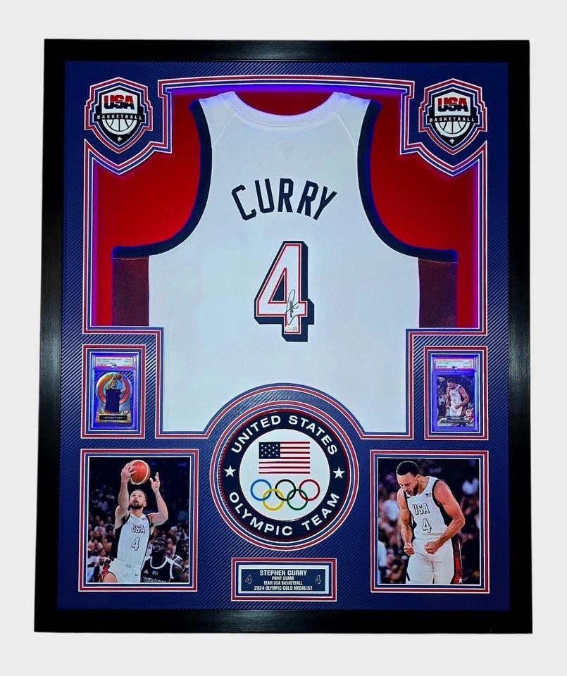 Stephen Curry Signed Team USA Custom Framed Nike Authentic Jersey with (2) PSA 10 Cards (Beckett) at PristineAuction.com Stephen Curry Signed Team USA Custom Framed Nike Authentic Jersey with (2) PSA 10 Cards (Beckett) at PristineAuction.com