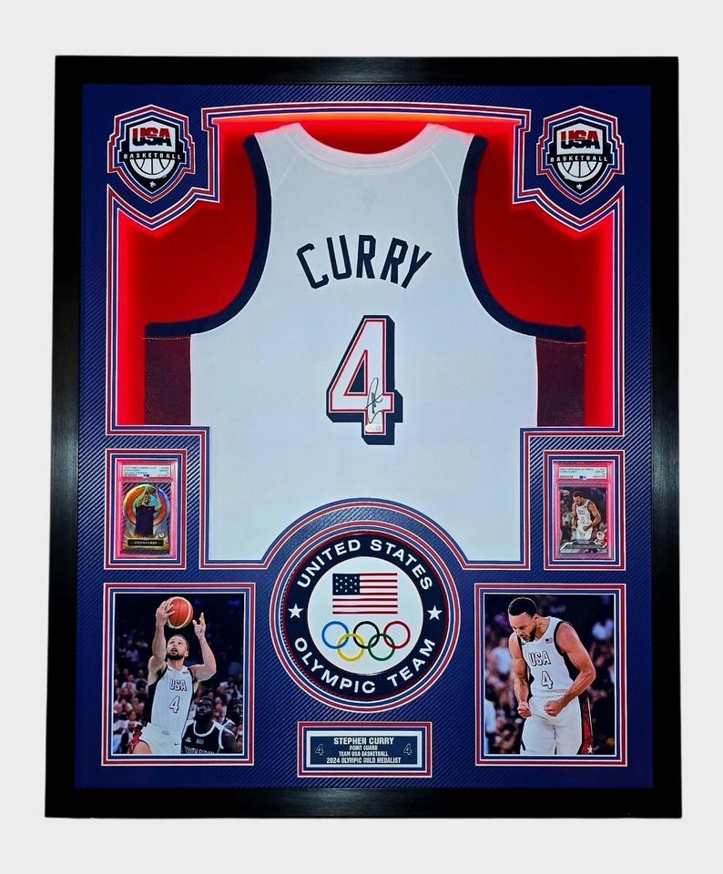 Stephen Curry Signed Team USA Custom Framed Nike Authentic Jersey with (2) PSA 10 Cards (Beckett) at PristineAuction.com Stephen Curry Signed Team USA Custom Framed Nike Authentic Jersey with (2) PSA 10 Cards (Beckett) at PristineAuction.com