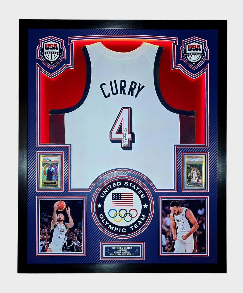 Stephen Curry Signed Team USA Custom Framed Nike Authentic Jersey with (2) PSA 10 Cards (Beckett) at PristineAuction.com Stephen Curry Signed Team USA Custom Framed Nike Authentic Jersey with (2) PSA 10 Cards (Beckett) at PristineAuction.com
