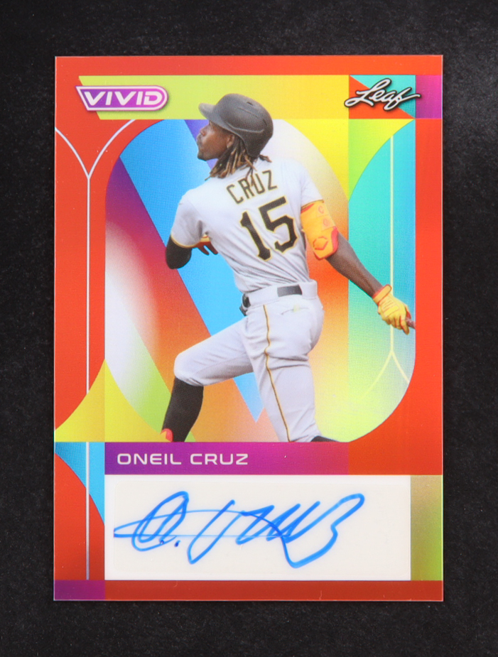 Oneil Cruz 2022 Leaf Vivid Autographs Red #BAOC1 #28/35 at PristineAuction.com Oneil Cruz 2022 Leaf Vivid Autographs Red #BAOC1 #28/35 at PristineAuction.com