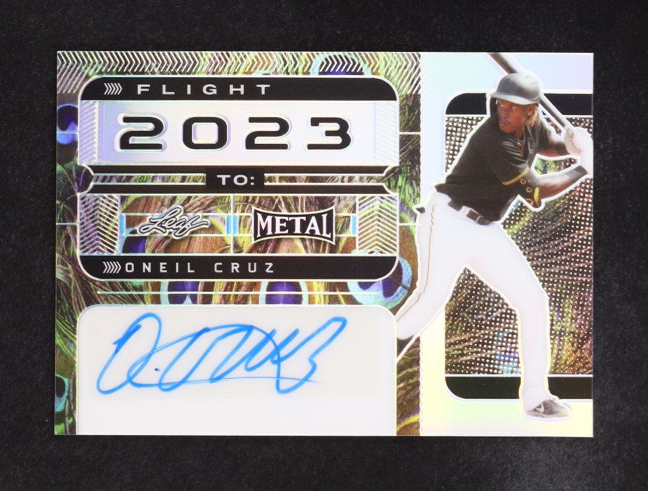 Oneil Cruz 2022 Leaf Metal Baseball Flight 2023 To... Autographs Peacock Prismatic #FTOC1 #4/4 RC at PristineAuction.com Oneil Cruz 2022 Leaf Metal Baseball Flight 2023 To... Autographs Peacock Prismatic #FTOC1 #4/4 RC at PristineAuction.com
