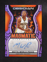 Metta World Peace 2024-25 Panini Obsidian Magmatic Signatures Electric Etch Purple Flood #13 #32/49 at PristineAuction.com