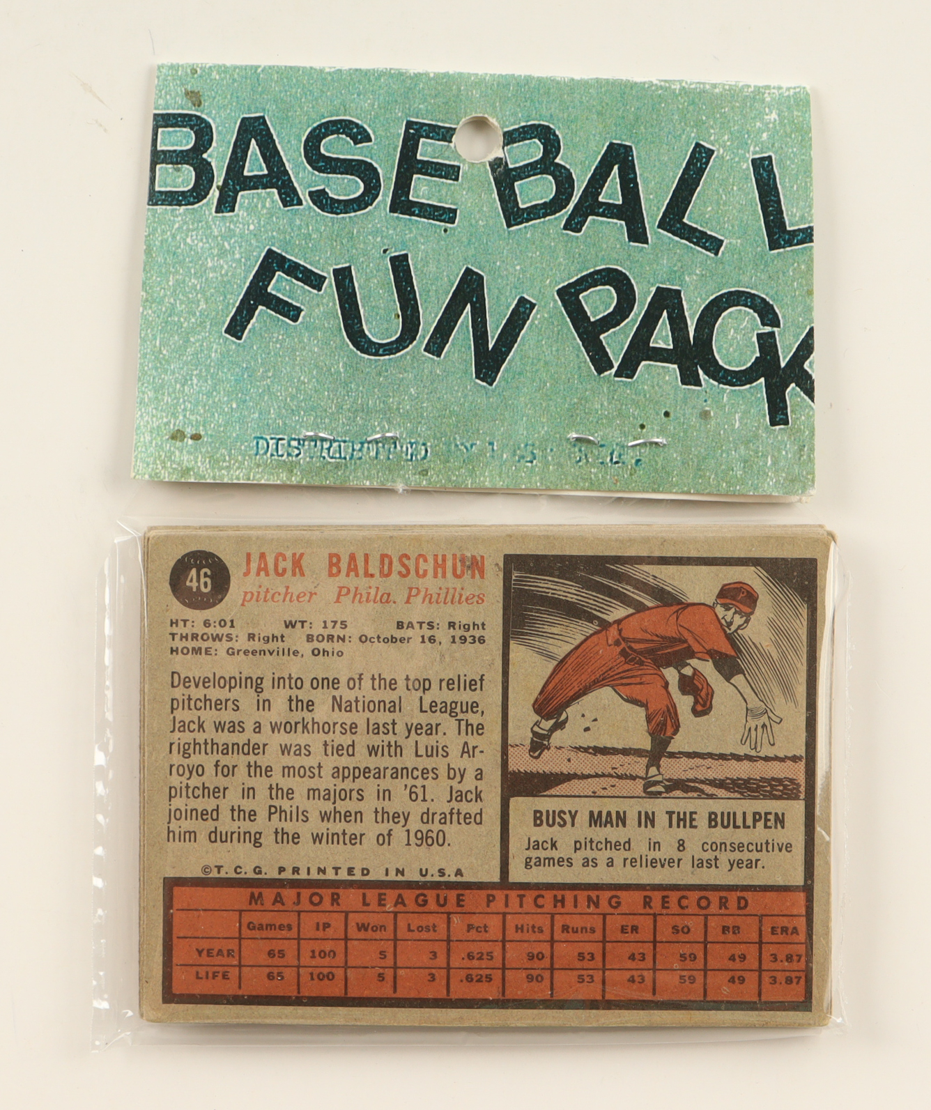 1962 Topps Baseball Card Fun Pack with (10) Cards at PristineAuction.com 1962 Topps Baseball Card Fun Pack with (10) Cards at PristineAuction.com