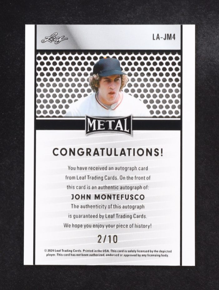 John Montefusco 2024 Leaf Collective Autographs Light Blue Shimmer #LAJM4 #2/10 at PristineAuction.com John Montefusco 2024 Leaf Collective Autographs Light Blue Shimmer #LAJM4 #2/10 at PristineAuction.com