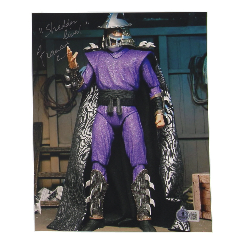 Francois Chau Signed "Teenage Mutant Ninja Turtles II: The Secret of the Ooze" 8x10 Photo Inscribed "Shredder lives" (Beckett) at PristineAuction.com Francois Chau Signed "Teenage Mutant Ninja Turtles II: The Secret of the Ooze" 8x10 Photo Inscribed "Shredder lives" (Beckett) at PristineAuction.com