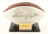 Johnny Unitas Signed White Panel Football with Display Stand (PSA) at PristineAuction.com